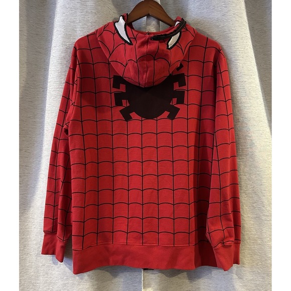 Marvel Spider-Man Hoodie Men's Cosplay Costume Zip Up Hooded Sweatshirt Large - Picture 3 of 5